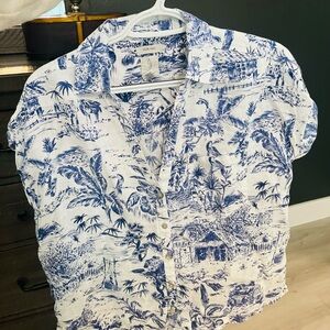 Joie Blue and White Linen Shirt